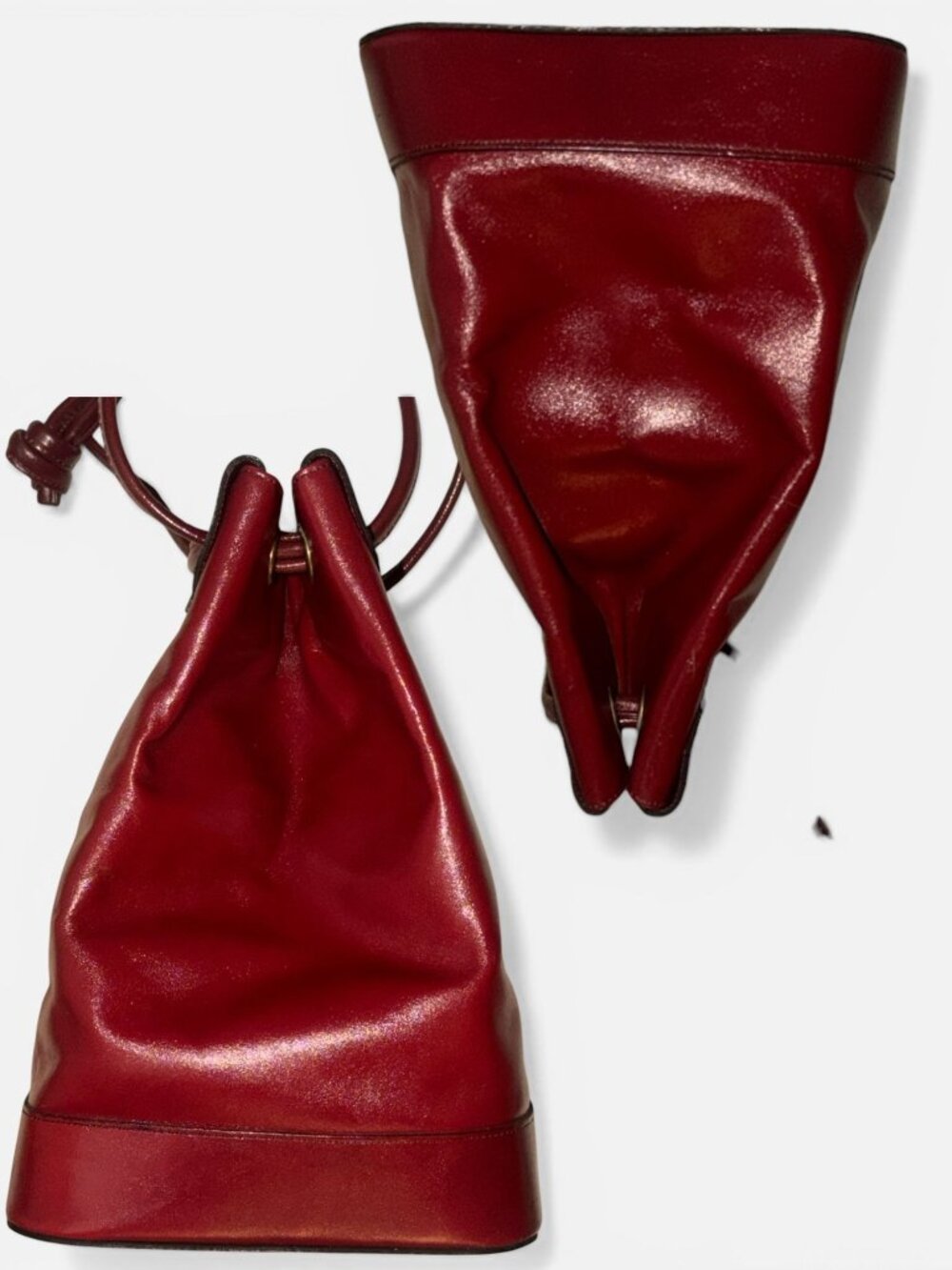 VTG Etienne Aigner Drawstring Bucket Antic Red Leather Shoulder Bag 80s Germany - Picture 6 of 9